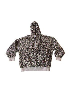 UGG Womens Leopard Print Fuzzy Hoodie Multicolor Polyester Blend Large